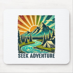 Tapis De Souris Cherchez l'aventure Camping de montagne vintage Ra