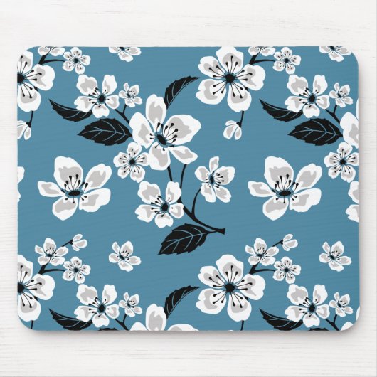 TAPIS DE SOURIS CHERRY BLOSSOM - SAKURA (SMOKY BLUE) (Devant)