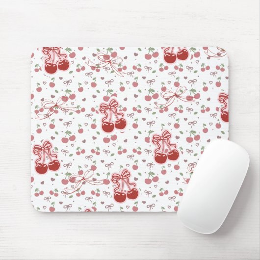 Tapis De Souris Cherry Bow Mousepad – Cute Desk Acessory (Avec souris)