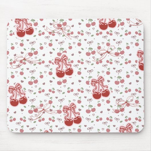 Tapis De Souris Cherry Bow Mousepad – Cute Desk Acessory (Devant)