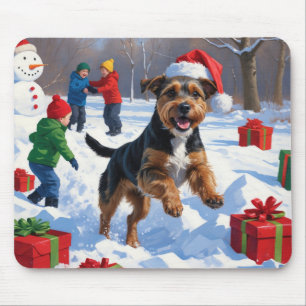 Tapis De Souris Chesapeake Bay Retriever Neige avec Chapeau de Noë