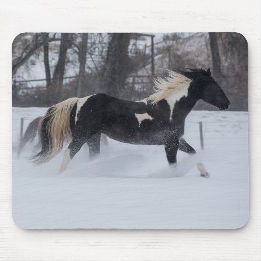 Tapis De Souris Cheval à travers la neige (Devant)