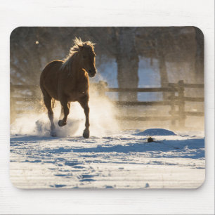 Tapis De Souris Cheval à travers la neige