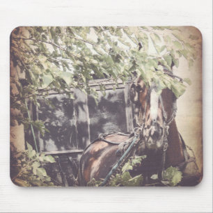 Tapis De Souris Cheval Amish et Buggy à l'ombre