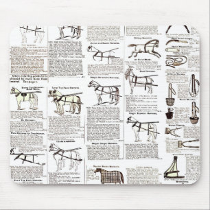 Tapis De Souris Cheval Antique Publicité Journal Art
