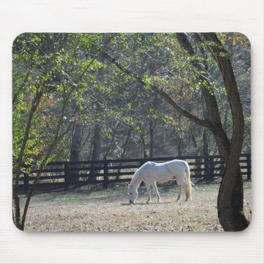 Tapis De Souris Cheval blanc dans les arbres (Devant)