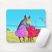 Tapis De Souris Cheval blanc et Brown Valentine Coeurs (Avec souris)
