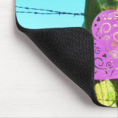 Tapis De Souris Cheval blond et Coeurs rose et rouge (Coin)