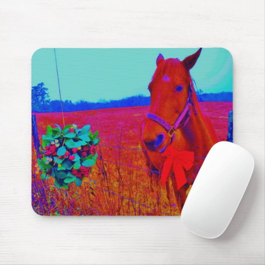 Tapis De Souris Cheval Brown couleur Noël : ajouter le nom (Avec souris)