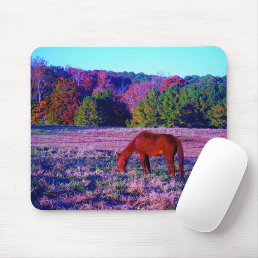 Tapis De Souris Cheval Brown en Grass violet (Avec souris)