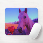 Tapis De Souris Cheval Brown et Coeur Rouge (Avec souris)