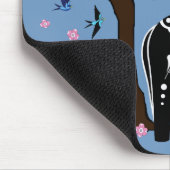 Tapis De Souris Cheval Dala noir/blanc folk, Oiseau/fleur folk (Coin)