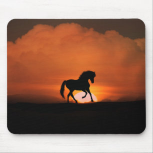 Tapis De Souris Cheval dans la souris couché de soleil