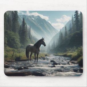 Tapis de souris Cheval dans le ruisseau
