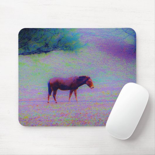 Tapis De Souris Cheval DANS UN CHAMP D'URPURE DE COURSE : ajouter  (Avec souris)
