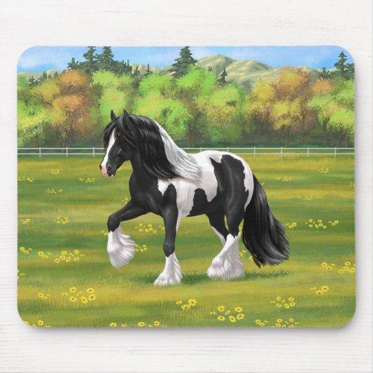 Tapis De Souris Cheval d'attelage de la bandelette tzigane noire d (Devant)
