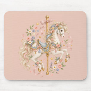 Tapis De Souris Cheval de carrousel élégant Conte de fées français