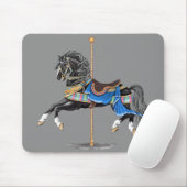 Tapis De Souris Cheval de Carrousel Noir (Avec souris)
