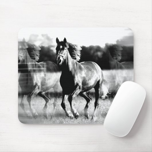 Tapis De Souris Cheval de course B&W (Avec souris)