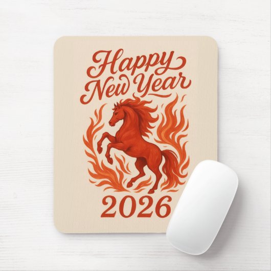Tapis De Souris Cheval de feu chinois 2026 (Avec souris)