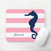 Tapis De Souris Cheval de mer Blanc Bleu Rose (Avec souris)
