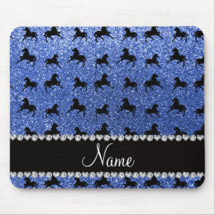 Tapis De Souris Cheval de parties scintillant bleu de nom personna
