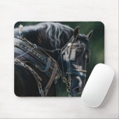 Tapis De Souris Cheval de percheron noir prêt et prêt (Avec souris)