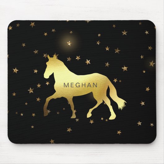 Tapis De Souris cheval d'or étoiles équestre Monogramme (Devant)