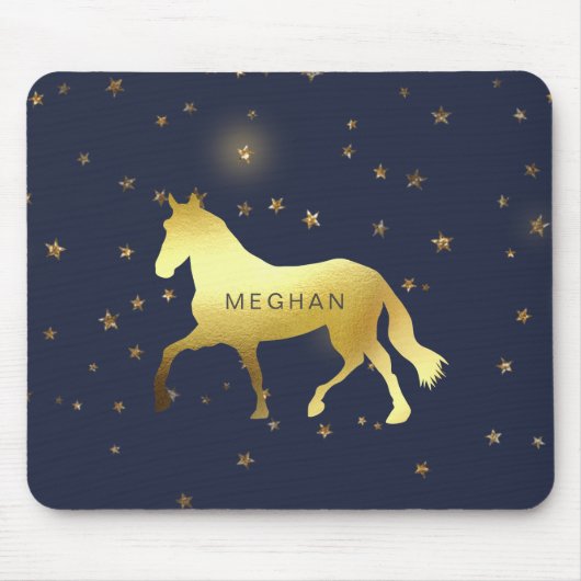 Tapis De Souris cheval d'or étoiles équestre Monogramme (Devant)