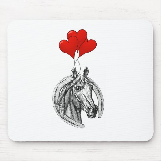 Tapis De Souris Cheval et Cœurs (Devant)