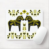 Tapis De Souris Cheval folklorique noir/jaune de Dala/frison (Avec souris)