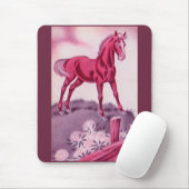 Tapis De Souris cheval heureux en rose (Avec souris)