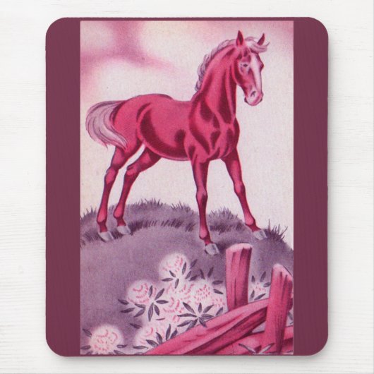 Tapis De Souris cheval heureux en rose (Devant)