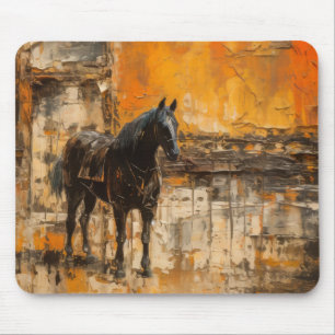 Tapis De Souris Cheval Majestic au coucher du soleil Abstrait