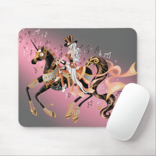 Tapis De Souris Cheval mécanique Steampunk & Dame Rose