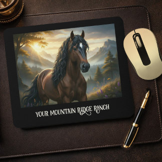 Tapis De Souris Cheval Mystique Nom Personnalisé Ranch Montagnard