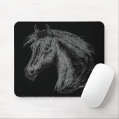 Tapis De Souris Cheval : Noir (Avec souris)