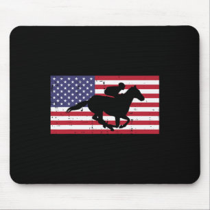 Tapis De Souris Cheval Nous Équitation Drapeau Horseback Course Pa