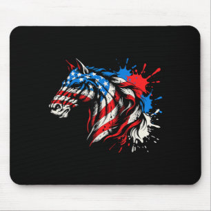 Tapis De Souris Cheval patriotique art splash drapeau américain Pa