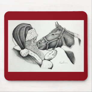 Tapis De Souris Cheval Pinto Paint Christmas et Père Noël
