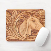 Tapis De Souris cheval rustique de cavalier de cuir de pays (Avec souris)