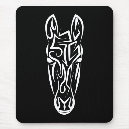 Tapis De Souris Cheval tribal noir et blanc (Devant)