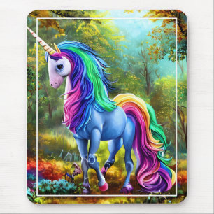Tapis De Souris Cheval Unicorne coloré dans la forêt-46567