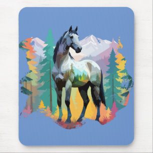 Tapis De Souris Cheval Vector Art Animal Dans La Nature Majestueus