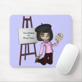 Tapis De Souris Chevalet Mousepad de fille d'artiste (Avec souris)