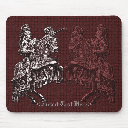 Tapis De Souris Chevalier médiéval Argent et Rouge Souris (Devant)