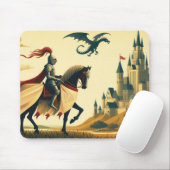 Tapis De Souris Chevalier médiéval/dragon/château fantastique (Avec souris)