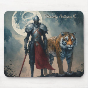Tapis de souris Chevalier médiéval et Tigre