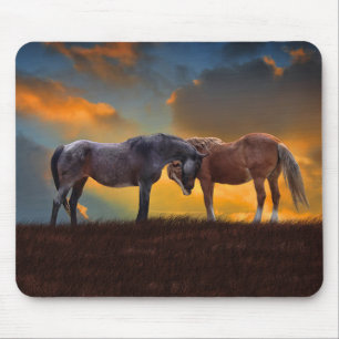 Tapis De Souris Chevaux beau coucher de soleil Imaginaire surréali