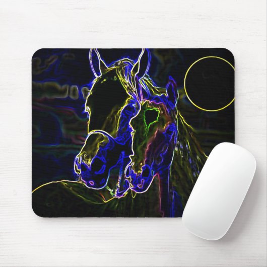 Tapis De Souris Chevaux Blacklight (Avec souris)